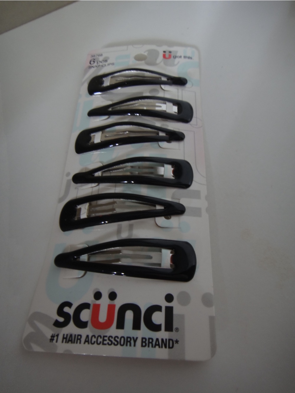 scunci Black Snap Hair Clips - Pack of 6